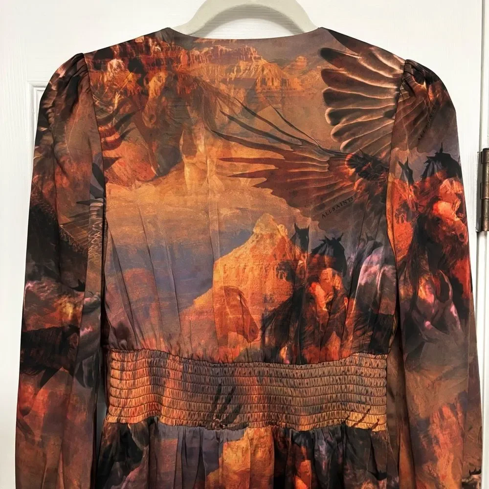 All Saints Dress Horses Horse Girl Estelle Colca Canyon Purple Printed NWT 2